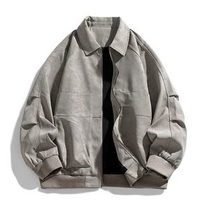 Nova Jaqueta de Motocicleta Reversível em Lona com Estilo Retro Americano, Gola Alta, Fechamento com Zíper, em Pele de Coelho e Couro de Ovelha - Product Image 1