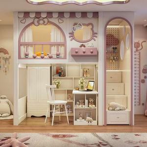 <span class=keywords><strong>Lit</strong></span> <span class=keywords><strong>superposé</strong></span> pour enfants avec personnage de dessin animé JS, <span class=keywords><strong>lit</strong></span> de princesse avec porte ouvrante pour le rangement, avec armoire à escalier, gain de place - Product Image 3