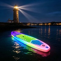 Planche de SUP gonflable pliable avec LED intégrées, écologique, lumineuse la nuit, pour la navigation sur lac, mer et rivière