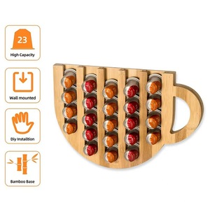 Soporte de madera para bolsas de café y té, soporte de pared de bambú para cápsulas de café, soporte para cápsulas con capacidad, soporte para bolsas de café en forma de taza - Product Image 5