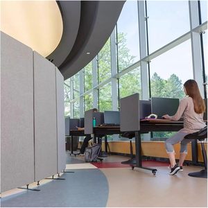 ROYDAA 3-Panel Vàng Acoustic Phòng Divider Pet Polyester Cách Âm Gấp Riêng Tư Phân Vùng Di Động Đơn Lập Phòng - Product Image 2