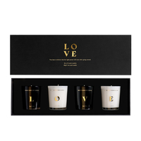 Coffret Cadeau de Bougies Parfumées d'Aromathérapie de Luxe avec Parfum Ambre Allure, Ensemble de 4 Chandelles en Verre Noir dans une Boîte avec Sac Cadeau