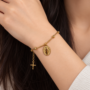Oval <b>Medallion</b> Snake Chain Bracelet Stainless steel Lobster Clasp <b>Gold</b> and silver colors - Product Image 5