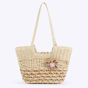 Nouveau sac bohème tressé en PU avec fermeture éclair, motif floral, grande capacité, pour la plage, les voyages, le travail, en corde de papier, frais et élégant, pour les trajets quotidiens, Tanjing - Product Image 6