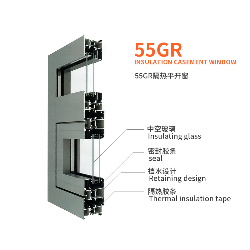 Custom Colors 55gr Heat Insulation Casement Windows Aluminum Frame Casement Window