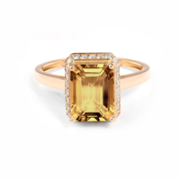 Anillo Ajustable de Plata 925 con Citrino Natural Amarillo Brasileño, Corte Facetado Perfecto, Joyería para Mujer