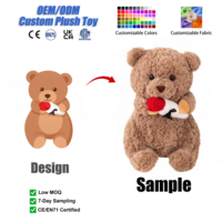 Jouet en peluche mignon, ours en peluche avec vêtements et accessoires, rose, animal en peluche personnalisé, cadeau de la Saint-Valentin, décoration de chambre, vente en gros, OEM personnalisé