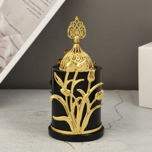 Brûleur d'encens minimaliste en métal doré en forme d'arbre, style simple, décoration aromatique pour la maison, porte-bougie de luxe léger pour huiles essentielles - Product Image 5