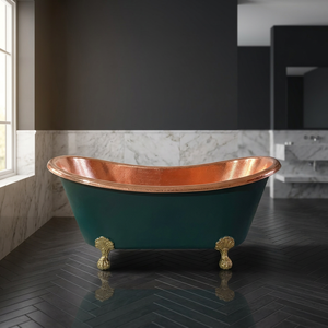 Bañera Ovalada de Lujo de Cobre Antiguo con Patas de Gato, Hecha a Mano, para Adultos, Spa en Casa, Artesanía India - Product Image 1