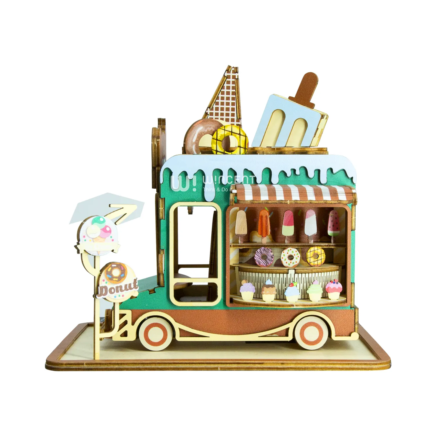 Wincent Ijs Truck Puzzel Speelgoed Huis Diy Miniatuur Poppenhuis Kit Met Led Voor Cadeau Ambachtelijke Ideeën Leuke Goedkope Geschenken