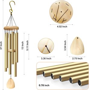 37-inch light gold aluminum garden wind chimes, classical music festival gifts, outdoor and indoor ornaments - Product Image 1