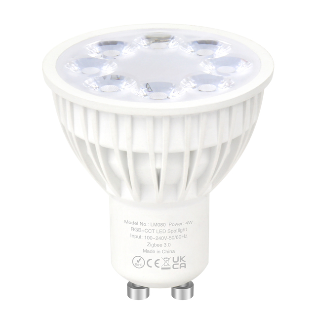2024 Tuya APP Alexa Voice Controlled RGB+CCT GU10 Smart LED Bulb Indoor Spotlight for New Year Decoration