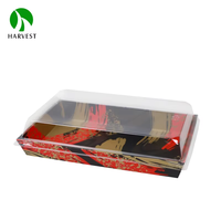 Boîtes à sushi pliables en papier kraft de haute qualité pour la vente en gros, avec couvercle gaufré, jetables, pour emporter
