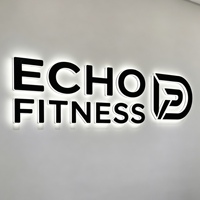 Papan Tanda LED Kustom dengan Penerangan 3D, Huruf Saluran Backlit untuk Studio Yoga, Kebugaran, Pilates, Wellness, Resepsionis, Logo Dinding