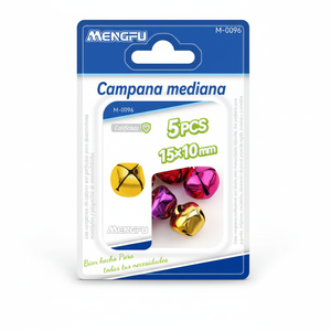 Mengfu Ensemble de 5 cloches moyennes 15x10mm Modèle M-0096 Fabriqué en Chine pour l'artisanat DIY - Product Image 2