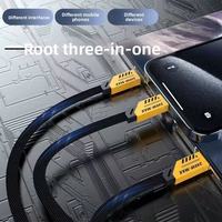 Kabel pengisi daya, Printer Data Android ruang tamu ponsel satu per tiga cepat, kabel pengisian daya tiga dalam satu USB 120W Zinc Alloy