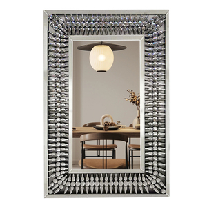 Miroir mural rectangulaire moderne en promotion, grand miroir <span class=keywords><strong>d</strong></span>écoratif de salon pleine longueur, avec cristaux étincelants effet diamant, à suspendre - Product Image 3