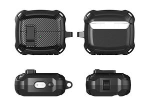 Para <span class=keywords><strong>Samsung</strong></span> Galaxy Buds 3 Pro / Buds 3 Funda protectora de fibra de carbono para auriculares TPU PC Cubierta de armadura resistente + GANCHO - Product Image 4