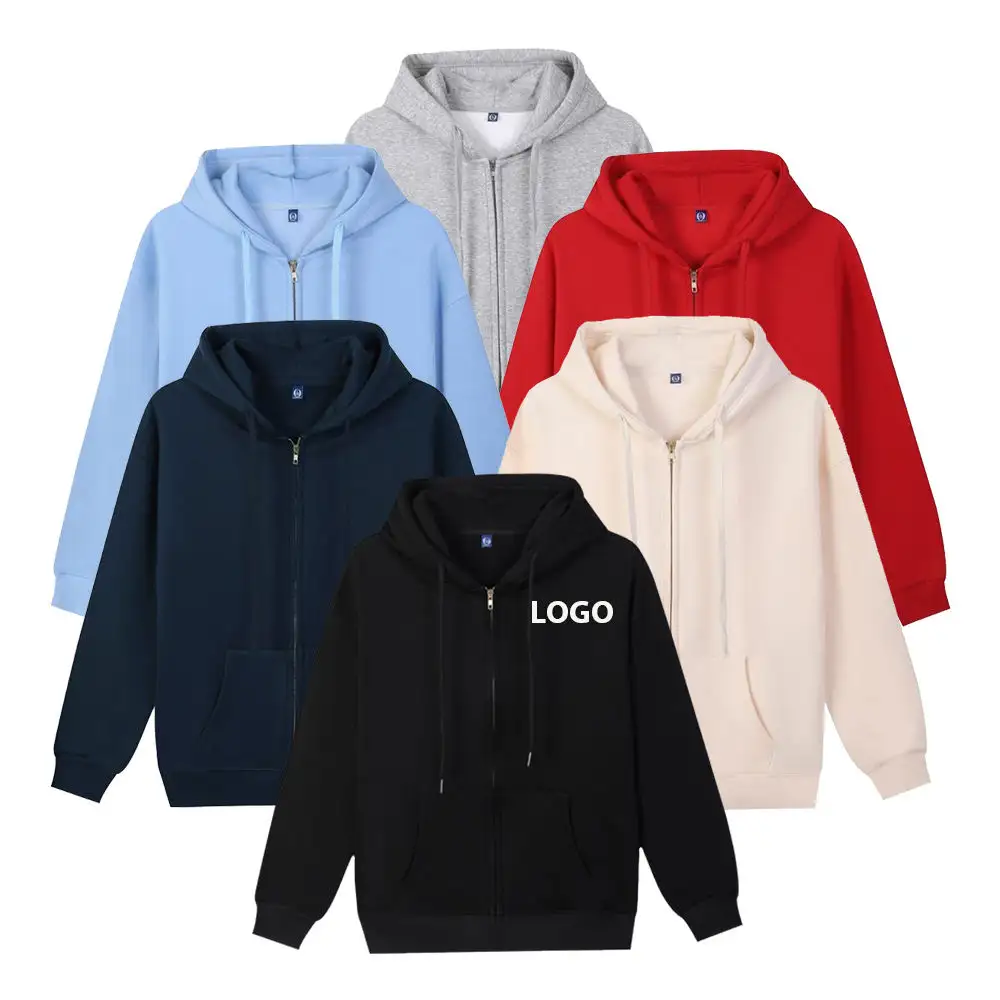 Yüksek kalite Oem Logo Zip Hoodie % 100% pamuk fermuar boş Unisex ceket tam yüz taklidi 3d puf baskı özel fermuarlı kapüşonlu eşofman üstü