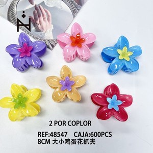 Fermaglio per capelli con fiore di frangipani da 8 cm per donne e ragazze, accessori per capelli colorati - Product Image 3