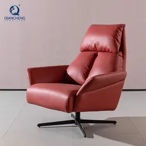 Layanan kustomisasi kursi lengan aksen berlapis kain kulit imitasi merah furnitur kelas atas barel putar ruang tamu kursi aksen