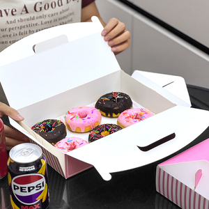 Bán buôn tùy chỉnh giấy màu hồng cấp thực phẩm 6-đếm gói Donut Cookie hộp Macarons Bánh Mochi Hộp bao bì - Product Image 5