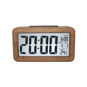 Gran oferta, reloj despertador Digital moderno de madera maciza, reloj inteligente de madera maciza, reloj despertador LED de madera maciza