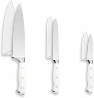 3-delige gesmede messenset van roestvrij staal met beschermende messenkokers, full-tang constructie met drievoudige rivets, perfect als cadeau voor de feestdagen