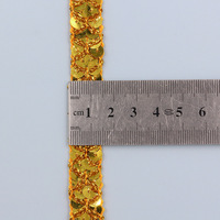 Ruban de dentelle à sequins dorés et argentés en PET écologique, largeur 1,5 cm, rouleau de 10 m, pour costumes de scène, accessoires pour cheveux, chaussures et chapeaux décoratifs