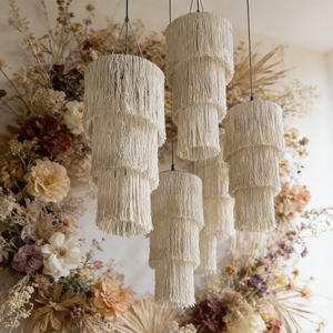 Pantalla <span class=keywords><strong>de</strong></span> Lámpara <span class=keywords><strong>de</strong></span> Macramé Artesanal Tejida a Mano con Borlas en Capas para Espacios <span class=keywords><strong>de</strong></span> Hostelería Costera y Restaurantes junto al Mar - Product Image 5