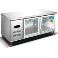 Nouvelle table de travail multifonctionnelle en acier inoxydable pour hôtels et restaurants, avec vitrine réfrigérée et grande capacité