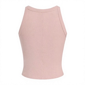 Women's Solid Rib Knit <b>Crop</b> Tank <b>Top</b> Sleeveless Crew Neck Minimalist Solid Color <b>Cami</b> Vest All Seasons Breathable Spandex Cotton - Product Image 2