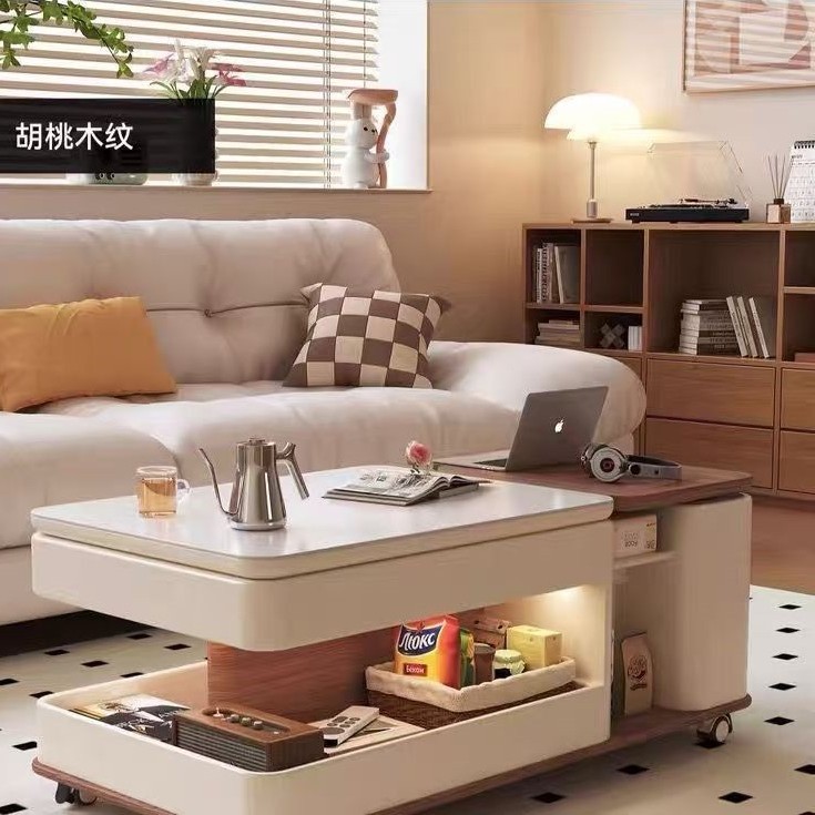 Mesa de centro multifuncional con espacio de almacenamiento - [Nogal]