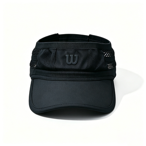 Visière de sport noire en maille à bord incurvé avec logo, respirante et réglable, pour activités de plein air, course à pied, tennis, unisexe - Product Image 3