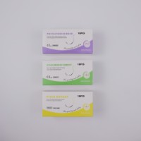 Fabricant chinois bon prix pas cher médical POLYESTER matériau résorbable fil de suture chirurgical avec aiguille POLYESTER
