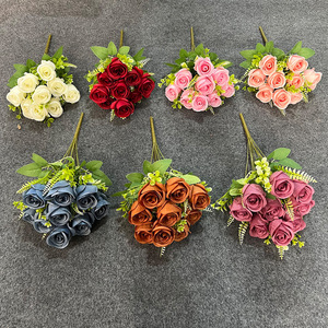 Bouquet de roses artificielles à 9 têtes, fleurs en soie, décoration d'intérieur, centre de table de mariage - Product Image 2