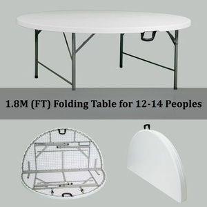 <span class=keywords><strong>Table</strong></span> de salle à manger pliante ronde de 6 pieds en plastique, portable, pour <span class=keywords><strong>12</strong></span> <span class=keywords><strong>personnes</strong></span>, idéale pour événements, banquets et mariages – Vente en gros à prix abordable - Product Image 2
