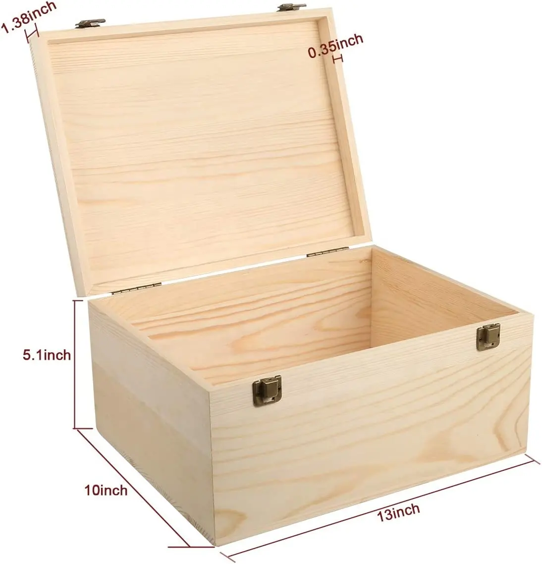 Stash Geschenk verpackung Lagerung Kerze Andenken Box Großhandel Benutzer definierte unvollendete Rechteck Holz mit Klappdeckel Griff Kiefer Holz Box