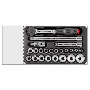 ชุดประแจบล็อก Klein Tools ขนาด 1/2 นิ้ว ผลิตจากเหล็กโครเมียมวาเนเดียม พร้อมกล่องเครื่องมือ ขนาด 37x28x8 ซม. รุ่น 519/606CEAK - Product Image 1