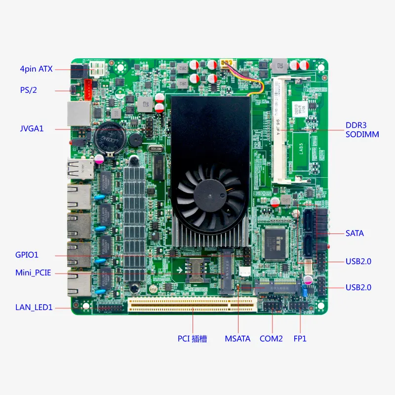 Placa-mãe Multi Lan Pfsense Firewall com Atom D525 4 Lan DDR3 Max 2GB RS232 Motherboard