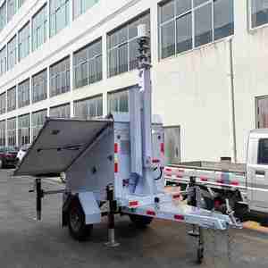 Giá cả cạnh tranh năng lượng mặt trời cao mast tháp ánh sáng với năng lượng mặt trời và ba trục Trailer Powered by Máy phát điện diesel - Product Image 2