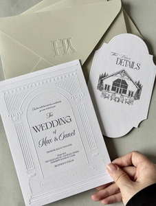 Cartes <span class=keywords><strong>d</strong></span>'<span class=keywords><strong>invitation</strong></span> de mariage personnalisées élégantes avec lettrage en relief, dorure et enveloppes - Product Image 3