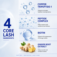 Sérum de croissance des cils GHK-Cu, emballage personnalisé, marque privée OEM, sérum pour cils au peptide de cuivre, tube cosmétique