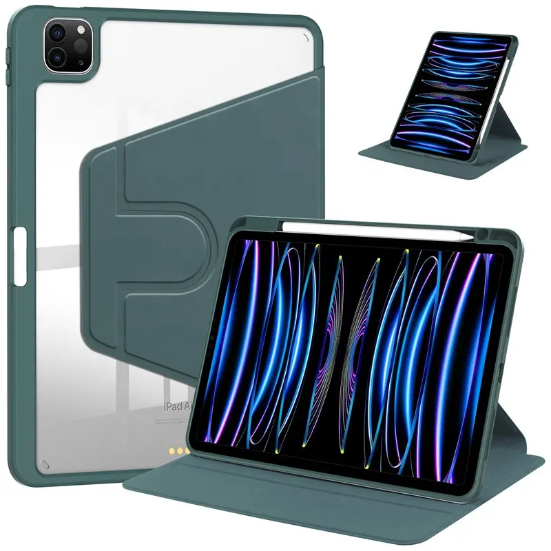 360 Degree Rotate Stand Protective Case with Clear Back For iPad Air 4 and Air5 10.9inch compatible iPad Pro 11 inch