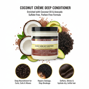 Crème réparatrice pour cheveux nourrissante et démêlante à base de plantes biologiques, à la noix de coco, pour tous les types de cheveux, unisexe, adultes - Product Image 6