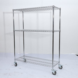 Estante de almacenamiento móvil de malla de alambre con ruedas, estantes de acero inoxidable cromado con protección contra la corrosión para almacenes - Product Image 6