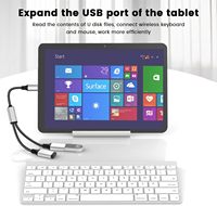 Adaptor Laptop Tablet, Tipe C ke dua USB 2.0 OTG beberapa Hub USB C Male ke Dual USB Female untuk Laptop Tablet