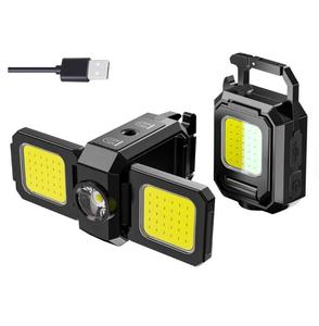 Torcia Magnetica COB a Doppia Faccia, Mini Luce Portachiavi Ricaricabile, Lampada da Lavoro - Product Image 1