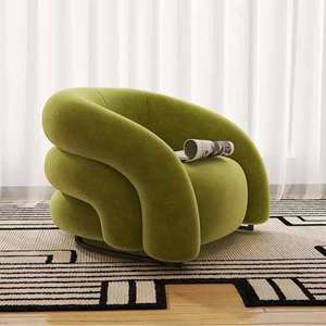 Modern Velvet Barrel Accent Armchair for Dining & Home Hotel Furniture Comfortable Upholstered Leisure <b>Chair</b> - Product Image 5