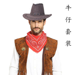 Disfraz de <span class=keywords><strong>vaquero</strong></span> para adultos, traje de vestir para mujeres y hombres, sombrero de <span class=keywords><strong>vaquero</strong></span> con pañuelo, conjunto de ropa, fiesta de juegos de rol, disfraces de Cosplay de Halloween - Product Image 2
